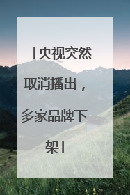 央视突然取消播出，多家品牌下架